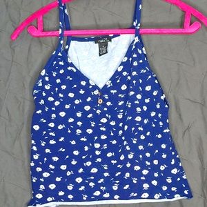 Blue flowered crop tank
